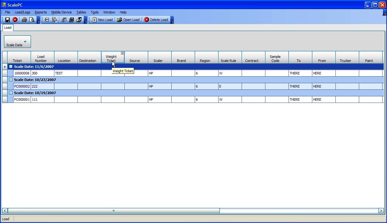 Scale PC log scale software main screen