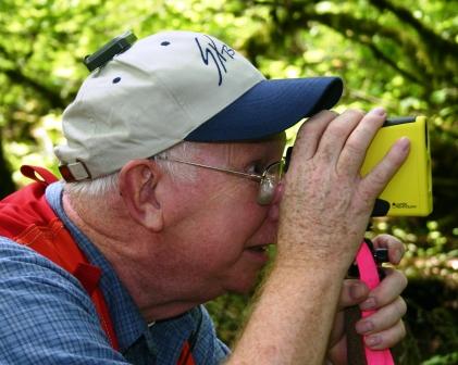 Toby Atterbury with a TruPulse Laser Rangefinder